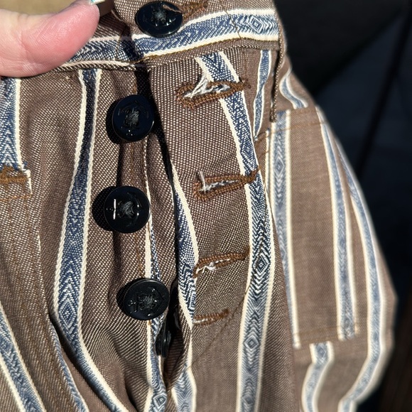 NOS Unisex To Die For 1960s Striped Jeans Capers Flare Bottom Button Front - Picture 10 of 11